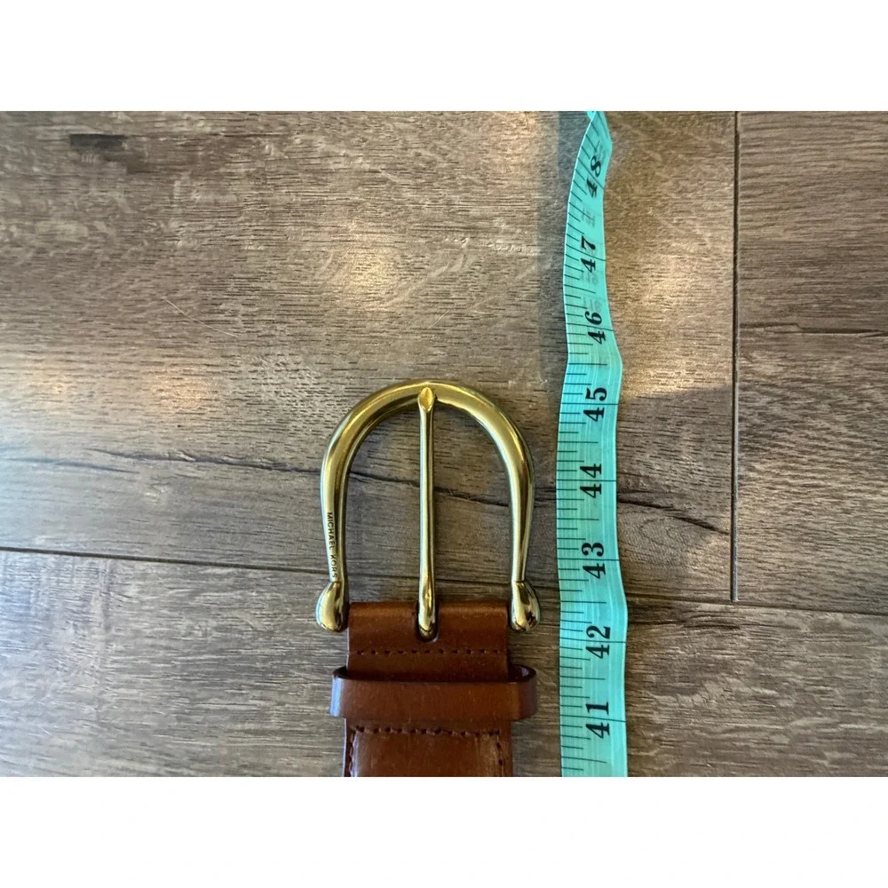 Michael Kors Cognac Brown Braided Woven Belt Gold Buckle Large